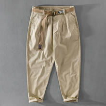2021 primavera casual algodão calças masculinas marca confortável sólida calças para homens tornozelo-comprimento solto cintura stetch roupas masculinas 2024 - compre barato