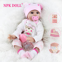 NPK-Muñeca Reborn de 22 pulgadas para niñas, juguete realista de bebé Real, ropa suave, cuerpo, Kits hechos a mano de princesa rosa de cumpleaños 2024 - compra barato