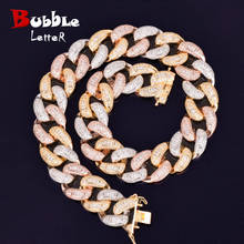 Baguette-collar de eslabones cubanos de circón para hombre, Gargantilla colorida de 22mm, estilo Hip hop, Rock callejero, cadena de Color dorado 2024 - compra barato