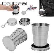75/150/250ML Stainless Steel Folding Cup Portable Travel Camping Cups Key Chain Mugs Outdoor Travel Folding Collapsible Cup 2024 - buy cheap