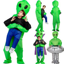 Green ET Alien Inflatable costume Cosplay Funny UFO Alien Blow Up Suit Party Fancy Dress Halloween Costume for Adult 2024 - buy cheap