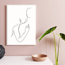 Pintura abstrata de corpo de casal, cópia com linhas de desenho, poster romântico, preto, branco, minimalista, quarto, arte de parede, pintura em tela 2024 - compre barato