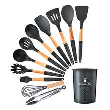 9/10/11/12pcs Cooking Tools Set Silicone+Wooden Handle Kitchen Cooking Utensils Set with Storage Box Turner Spatula Soup Spoon 2024 - buy cheap