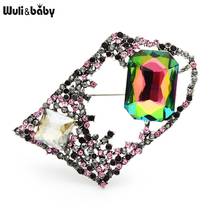 Wuli & bebê grande cristal geométrica flor broches para mulher 2-color strass flor casamentos broche casual presentes 2024 - compre barato