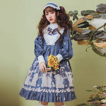 Princess sweet lolita dress vintage lace bowknot printing stand lantern sleeve victorian dress kawaii girl gothic lolita op cos 2024 - buy cheap