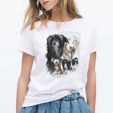 Vintage Chinese Crested Dog printed t shirt women dog lover friends birthday gift tshirt summer 2021 women’s clothes t-shirt 2024 - buy cheap
