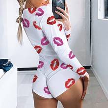 Summer Ladies Pajamas Jumpsuit Sexy Home Apparel Long Sleeve Deep V Neck Bodycon Stretch Leotard Button Short Romper 2024 - buy cheap