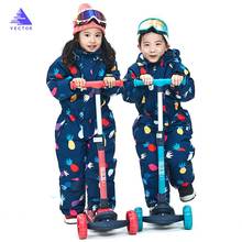 Векторный теплый детский лыжный костюм с капюшоном, комбинезон для сноуборда, синтетическая зимняя уличная водонепроницаемая ветрозащитная лыжная одежда для мальчиков и девочек 2024 - купить недорого