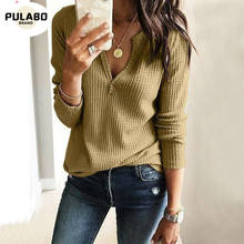 Women Loose Sweater 2021 Sweaters And Pullovers Long Sleeve Pull Femme Solid Pullover Female Casual Knitted Sweater 2024 - купить недорого