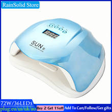SUN X-secador de uñas de colores, herramienta de manicura con inducción automática ultravioleta, temporizador de cuatro engranajes, 36/LED, 72W, 10s / 30s / 60s / 99s 2024 - compra barato
