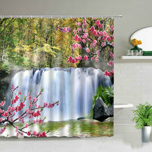 Plant Flower Waterfall Landscape Shower Curtains Tree Bird Forest Scenery Bathroom Waterproof Fabric Bath Curtain Set With Hooks 2024 - buy cheap