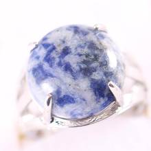 Anel de joias ajustável para mulheres, pedra natural, cabochão redondo, azul sodalite miçanga de dedo z207, 1 peça 2024 - compre barato