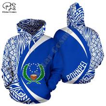 NewFashion-Sudadera con capucha para hombre y mujer, suéter con estampado de bandera de país de isla, Pohnpei, cultura polinesia, tatuaje Retro, A33 2024 - compra barato