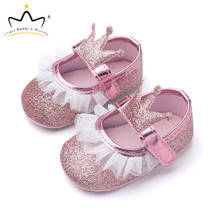 Sapatos de princesa para meninas recém-nascidas, calçados antiderrapantes com renda e coroa de flor para primeiros passos de verão 2024 - compre barato