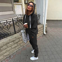 2pcs Sets New Fashion Hooded Tops Sweatshirt+Solid Long Pants Suits Women Sets Female Tracksuits Women Clothing 2024 - buy cheap