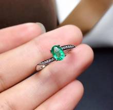 Anel feminino verde esmeralda natural, prata esterlina 925, joia verde de gema, presente de aniversário, joia natural 4x6mm 2024 - compre barato