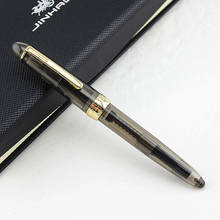 Jinhao роскошный перьевая ручка прозрачный черный Золотой зажим из нержавеющей стали перо серый 992 чернильная ручка 2024 - купить недорого
