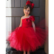 Vestidos de tul rojo para niñas, tutú, faldas de bebé con lazo sin tirantes, vestido de fiesta de cumpleaños 2024 - compra barato
