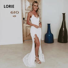 LORIE Spaghetti Strap Elegant Lace Wedding Dresses Mermaid Sexy V-neck Backless Beach Boho Bridal Gowns with Split Sleeveelss 2024 - buy cheap