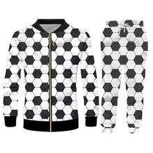 IFPD 3D Print Football Soprts Zipper Jacket And Jogger Pants Men's Set Casual Black White Hexagon Unisex Tracksuit Sports Suits 2024 - buy cheap