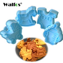 WALFOS-cortador de galletas de cocina, molde de plástico tipo bebé para hornear, émbolo, sello 3D, troquel, decoración de pasteles, Fondant, 4 piezas 2024 - compra barato