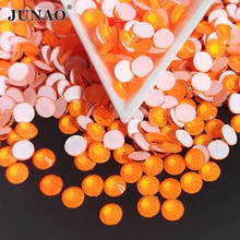 JUNAO Glitter Neon Orange Glass Rhinestone Flat Back Round Crystal Stone Nail Art Sticker Strass Diamond For DIY Decoration 2024 - buy cheap