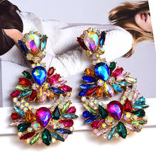 Statement Long Metal Colorful Crystal Dangle Drop Earrings High-Quality New Style Fashion Jewelry Accessories For Women 2024 - buy cheap