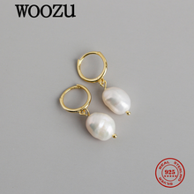 WOOZU 925 Sterling Silver Korean Irregular Baroque Pearl Pendant Drop Earrings For Women European Girl Punk Hip Hop Jewelry Gift 2024 - buy cheap