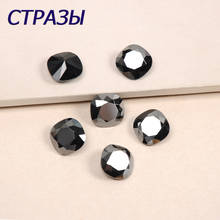 4470 Strass Cushion Cut Black Hematite Point Back Sew on rhinestones K9 Glass 3D Nail Art Jewelry Garment Rhinestone 2024 - buy cheap