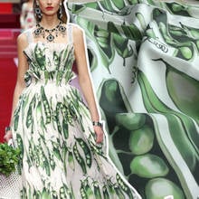 Italian Luxury Brand Pea Printed 100% Polyester Fabric Women's for Dress Handmade DIY Fabrics Wholesale Cloth Per Meter 2024 - buy cheap