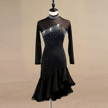 Vestido preto strass vestido de dança latina roupas femininas designer malha salsa traje salão dança dança samba outfits jl2641 2024 - compre barato