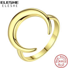 Anillo de plata de ley 100% 925 auténtica para mujer, sortija con forma de Luna, Color dorado, regalo de joyería Original 2024 - compra barato