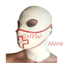 Máscara de látex Natural 100% puro para mujer, capucha con boca abierta y ojos con máscara facial de enfermera, disfraces de cosplay, anime 2024 - compra barato