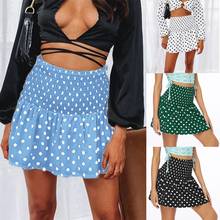 Women's Basic Elastic Flared Casual Mini Skirt High Waist Polka Dot Printed Mini Skirt 2024 - buy cheap