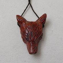 Natural Stone African Red Stone Carved Wolf Head Necklace Pendant 36x28x13mm 12.6g Trendy  jewelry accessories 2024 - buy cheap