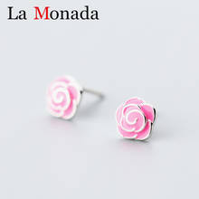 100% 925 Real Sterling Silver Women Fashion Tiny 8mmX8mm Rose Flower Stud Earring Gift For Girl Kid Lady 2024 - купить недорого