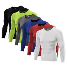 1PC Mens Compression Under Base Layer Top Long Sleeve Tights Sports Quick Dry Rashgard Running T-shirt Gym Fitness Sports Shirt 2024 - buy cheap