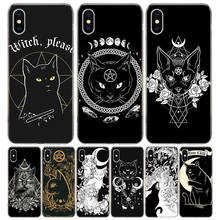 Bruxa e gato colorido bonito capa de telefone para o iphone 11 12 13 pro max 6x8 6s 7 plus xs + xr 5S se arte personalizado coque capa 2024 - compre barato