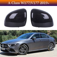 Cobertura de espelho retrovisor com lado da porta de carro, fibra de carbono, oem, mercedes benz a-class w177 v177 2019 up 2024 - compre barato