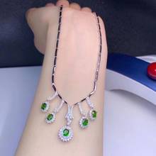 Elegant lovely Branch Tassels natural green diopside Necklace Natural gemstone Pendant Necklace 925 sliver women gift Jewelry 2024 - buy cheap