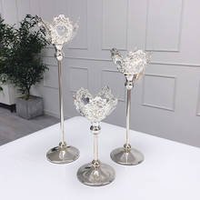 Candelabros de cristal plateados para decoración de boda, portavelas de Metal para mesa, decoración del hogar AC50CH 2024 - compra barato