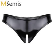 Women G-string Underwear Wet Look Leather Lingerie Sexy Open Crotch High Cut Mini Bikini Briefs Sissy Crotchless Latex Panties 2024 - buy cheap