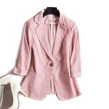 Elegant Thin Ladies Blazer Coat Short Slim Jacket 3/4 Sleeve Lady Outwear Suit Single button Female Casual Tops Business Blazers 2024 - buy cheap