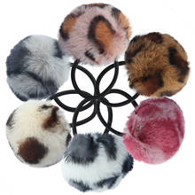 1 PC Pom Pom Bow Elastic Hair Band Ball Rubber Bands Leopard Printed Pompom Balls Hair Tie Cute Girls Hair Accessories Headwear 2024 - buy cheap