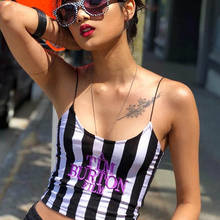 Women Sexy Crop Top 2022 Summer Sleeveless Skinny Camis Stripe Camisoles Tim Burton Woman Clothes 2024 - buy cheap