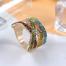 Anillo cruzado geométrico de cinco colores de circón para mujer, anillo de compromiso de banquete con encanto de moda, regalo de cumpleaños para novia 2024 - compra barato