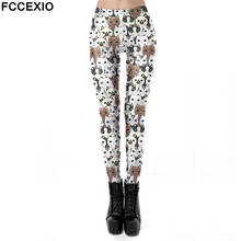 FCCEXIO New Women Leggings Lots of Cute Cat Heads Printed Female Pants Sporting Fitness Legings Fashion Trousers Sexy Tights 2024 - buy cheap