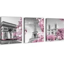 Pintura de diamantes completa, torre de París, flor rosa, ciudad, bordado de edificios, exhibición completa, mosaico de diamantes, Kit de manualidades, Juego de 3 piezas WW170 2024 - compra barato