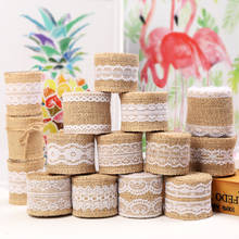 AHB 50mm 2m Burlap Ribbon Roll Sisal Lace Jute Hessian Vintage Wedding Accessories Birthday Party Rustic Wedding Event 2024 - buy cheap