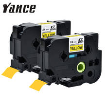 Yance 2шт TZe 651 совместимый для Brother P-touch ленточный принтер TZe лента 24 мм черный на желтом TZe-651 TZ651 для Brother p rinter 2024 - купить недорого